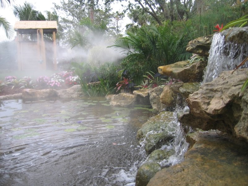 Waterfall with misting